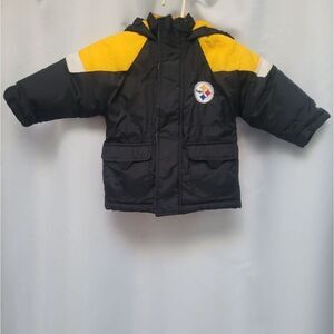 Puma Team NFL Pittsburgh Steelers Logo Winter Parka Attached Hood Pockets 2T